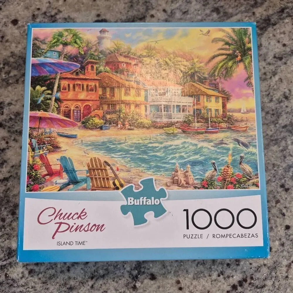 Buffalo Games Chuck Pinson Island Time 1000 pc Jigsaw Puzzle USED